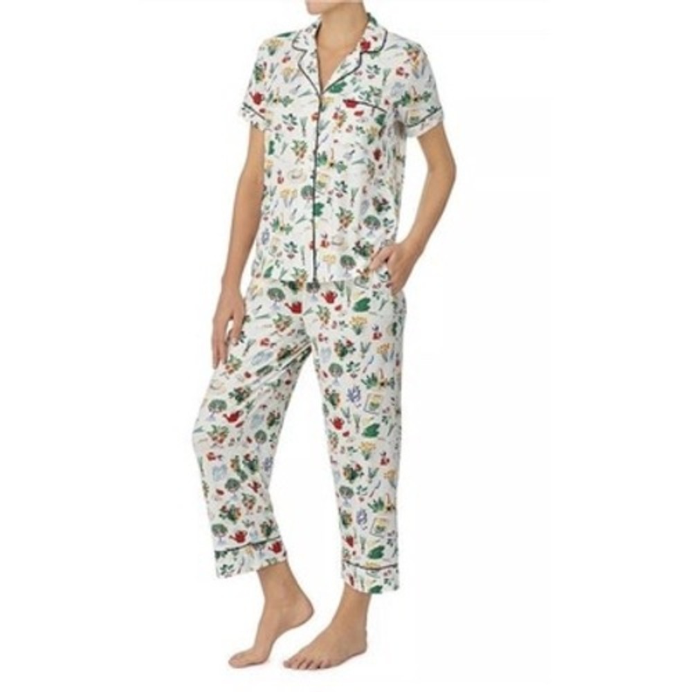 Kate Spade IN THE GARDEN Cropped Printed Pajama Set M